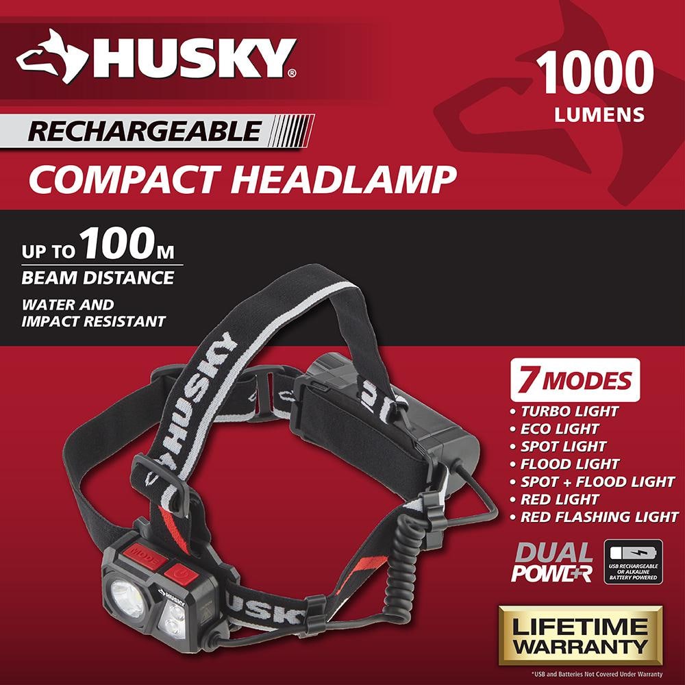 1000 Lumens Dual Power Compact Rechargeable Headlamp - Hercitys