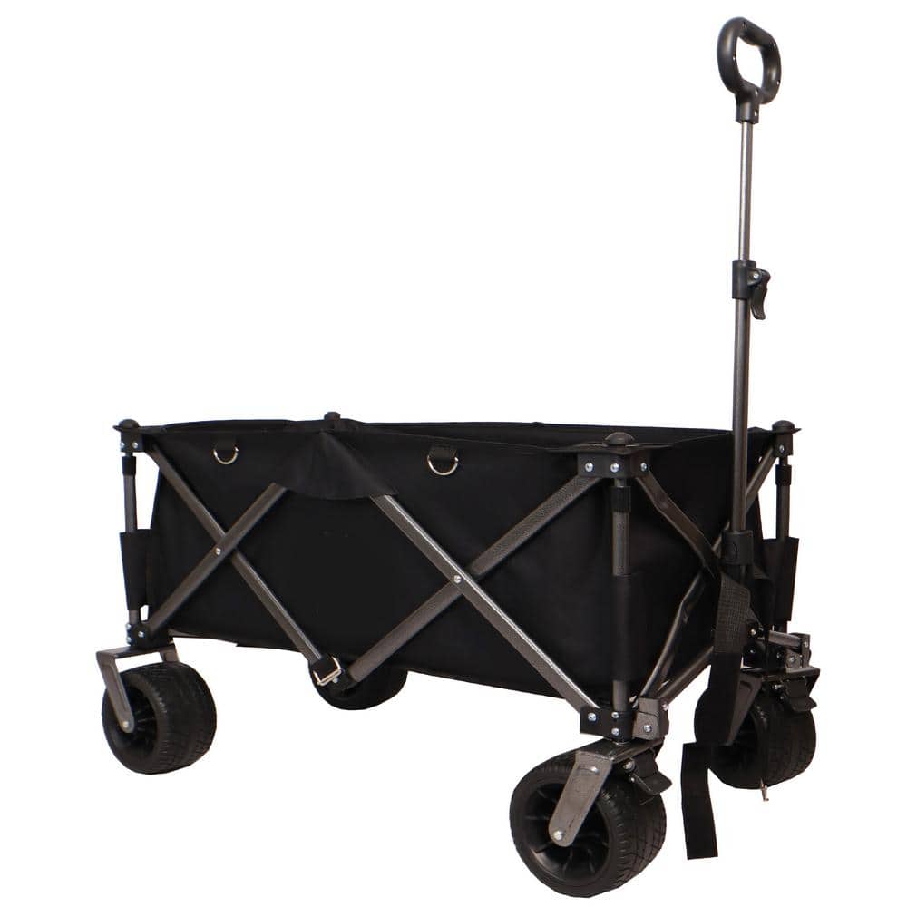 4.5 cu. ft. Multi-Purpose Outdoor Fabric Folding Wagon Garden Cart in Black - Hercitys