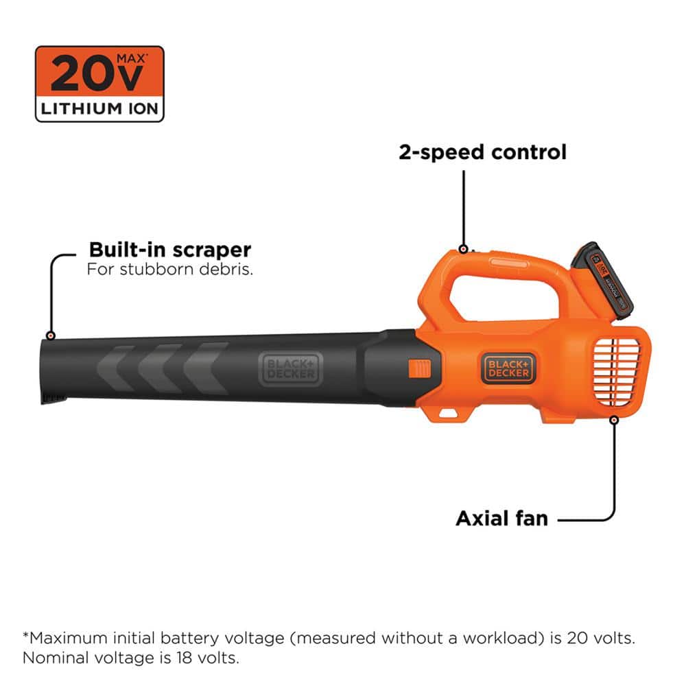 20V MAX 90 MPH 320 CFM Cordless Battery Powered Handheld Leaf Blower Kit with (1) 2Ah Battery & Charger - Hercitys