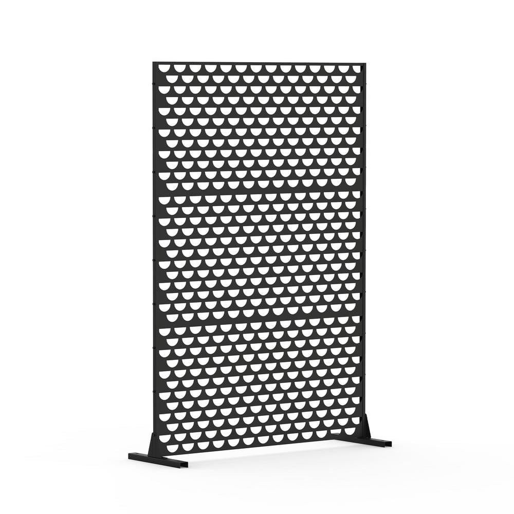 48 in. Metal Garden Fence Outdoor Privacy Screen Garden Screen Panels in Black(Semicircle) - Hercitys