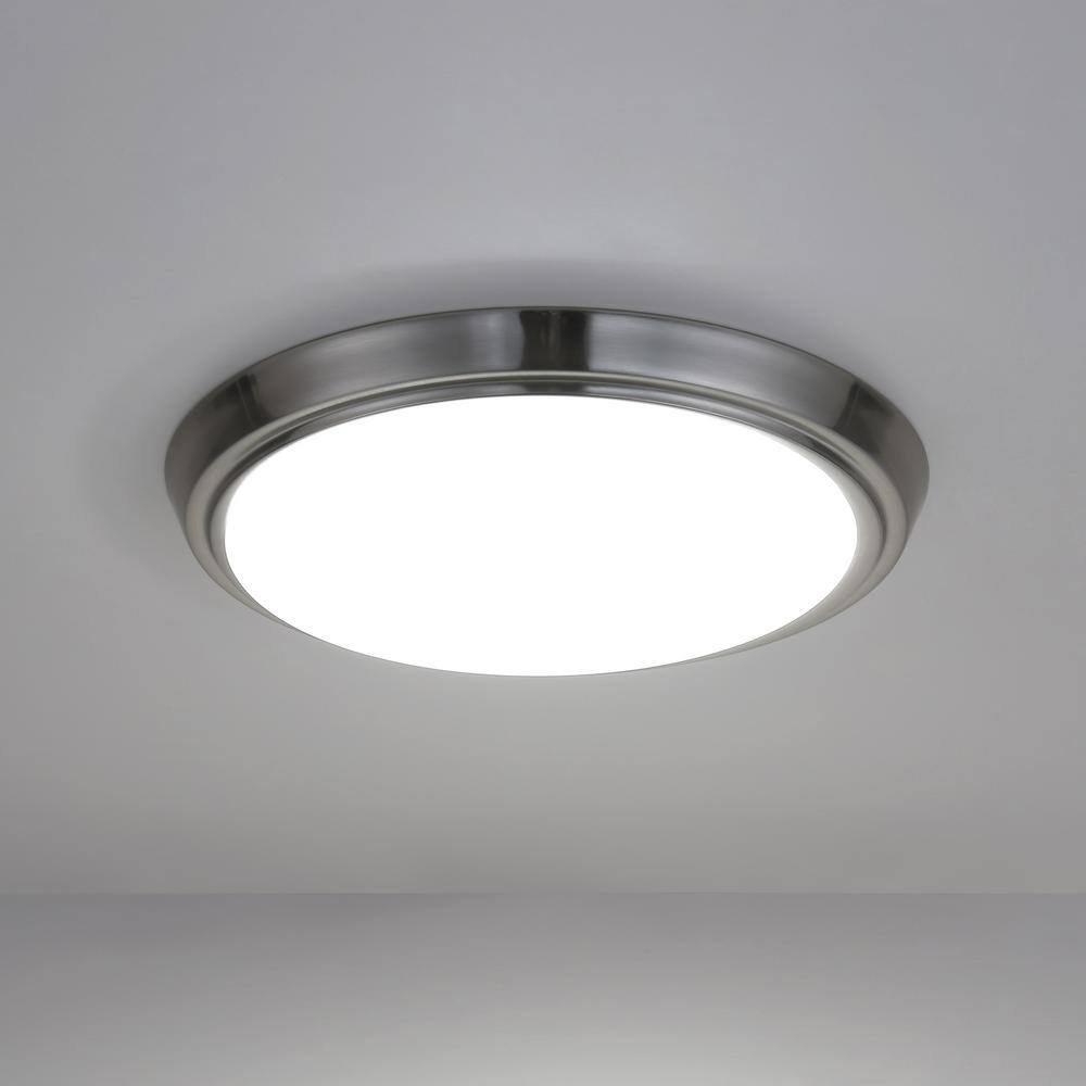 11 in. 1-Light Brushed Nickel Dimmable LED Flush Mount Ceiling Light (8-Pack in a case) - Hercitys