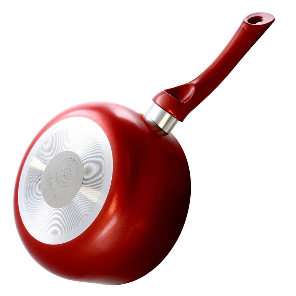 1.5 qt. Aluminum Ceramic Coated Saucepan in Red with Glass Lid - Hercitys