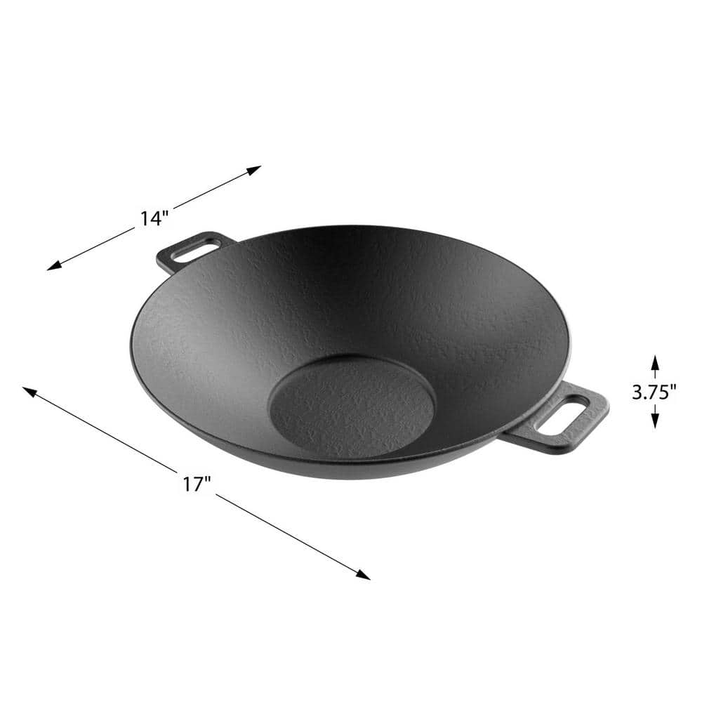 14 in. Cast Iron Wok with Handles - Hercitys
