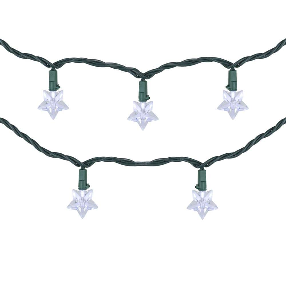 10-Count Pure White LED Star Christmas Light Set, 4 ft. Green Wire - Hercitys