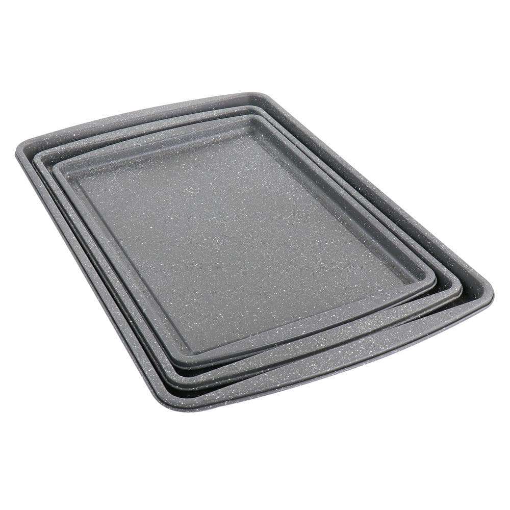 3-Piece Carbon Steel Cookie Sheet Set in Greystone - Hercitys