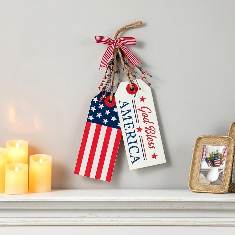 19.5 in. H Wooden Patriotic/Americana Doorknob Hanging Decor - Hercitys