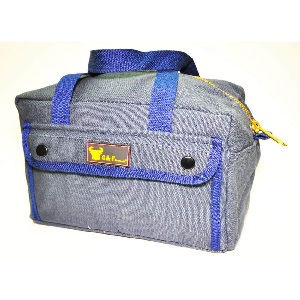 11 in. W Mechanics Tool Bag with Brass Zipper, Dark Blue, Government Issued Style - Hercitys