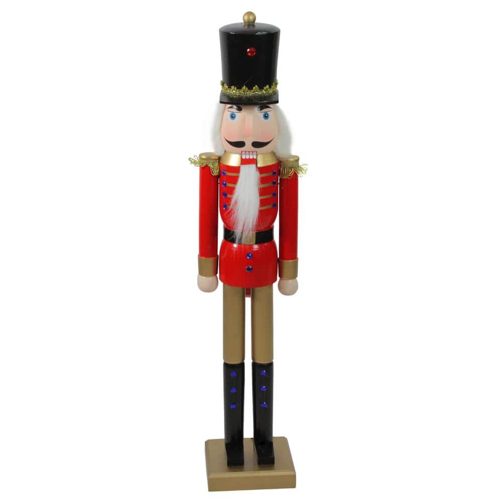 36.25 in. Red and Gold Wooden Christmas Nutcracker Soldier with Sword - Hercitys