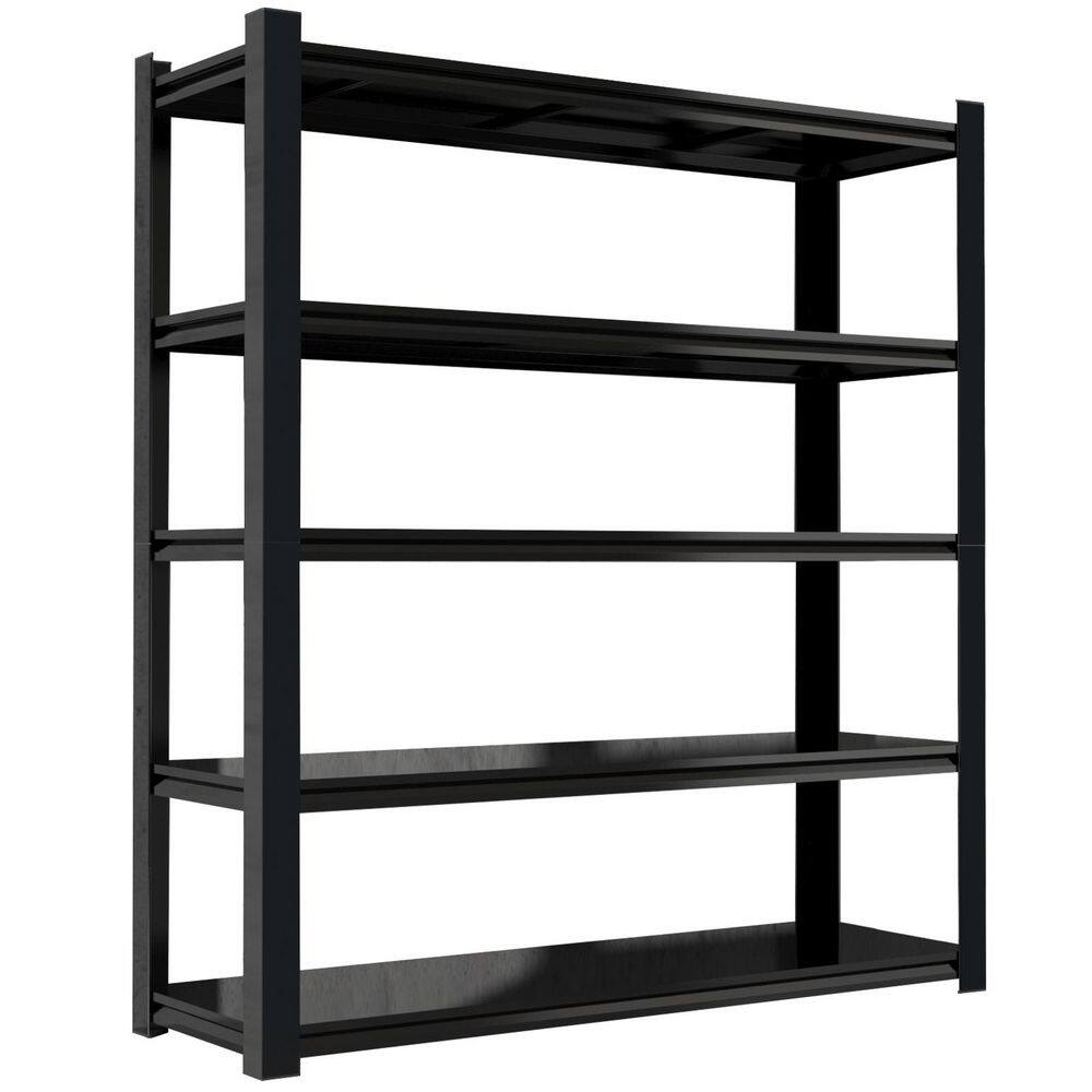 5-Tier Heavy Duty Steel Boltless Adjustable Garge Storage Rack in Black (47 in. W x 84 in. H x 24 in. D) - Hercitys