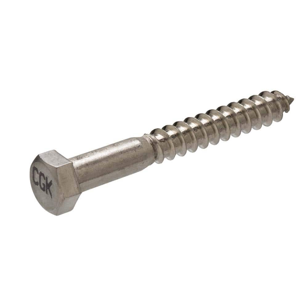 3/8 in. x 8 in. Stainless Steel 304 Hex Head Hex Drive Lag Screw (5-Pack) - Hercitys