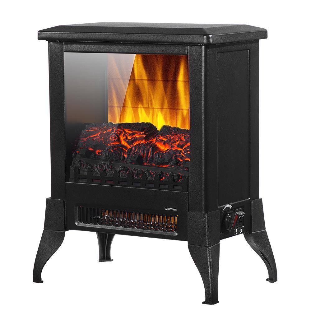 14 in. Freestanding Electric Fireplace in Black - Hercitys