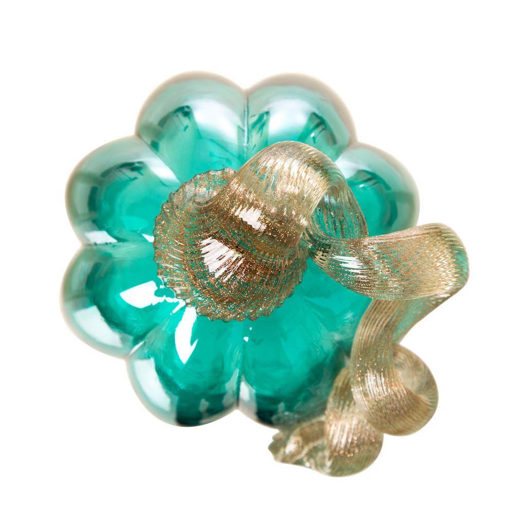 5.51 in. H Pumpkin Turquoise Crackle Glass - Hercitys