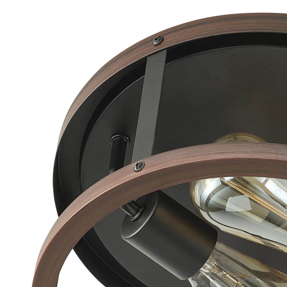 11.4 in. 2-Light Farmhouse Oil Rubbed Bronze Flush Mount Ceiling Lighting Fixtures - Hercitys
