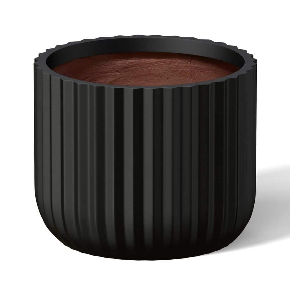 11.5 in. Medium Charcoal Black(Premium Inner) Concrete Round Planter/Pot with Drainage Holes - Hercitys