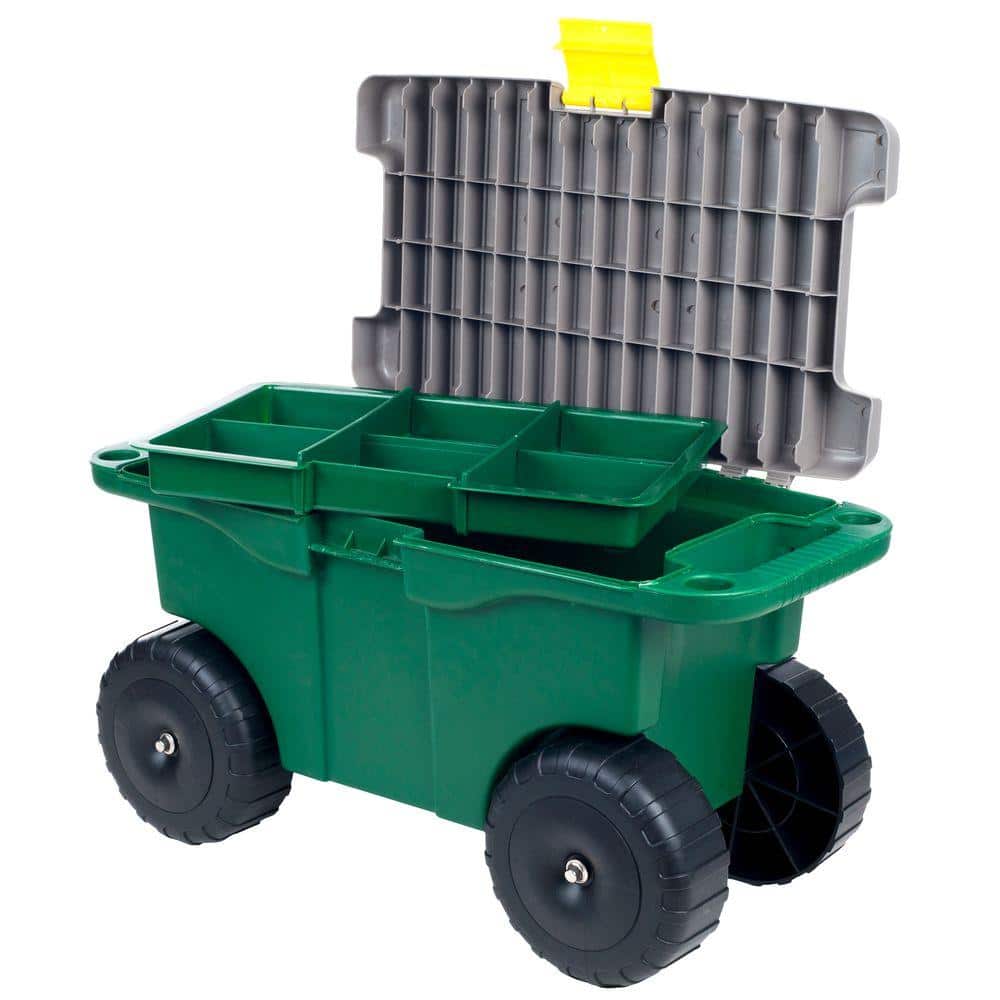 20 in. Plastic Garden Storage Cart and Scooter - Hercitys