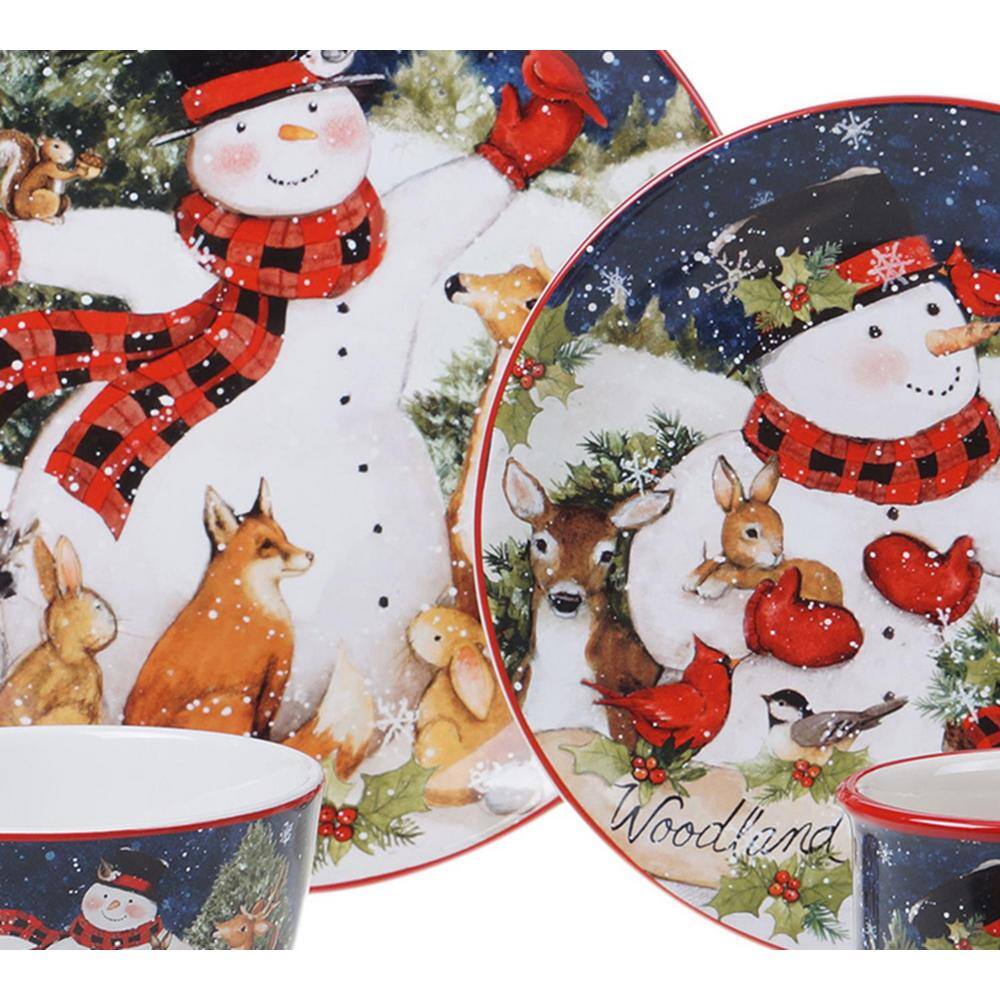 14 in. Magic of Christmas Snowman Multicolored Earthenware Rectangular Platter - Hercitys