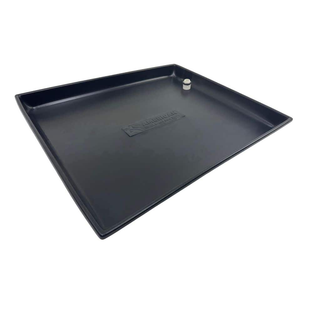 33 in. x 28 in. Heavy Duty Plastic HVAC Condensate Drain Pan with Drain Hose Adapter - Hercitys