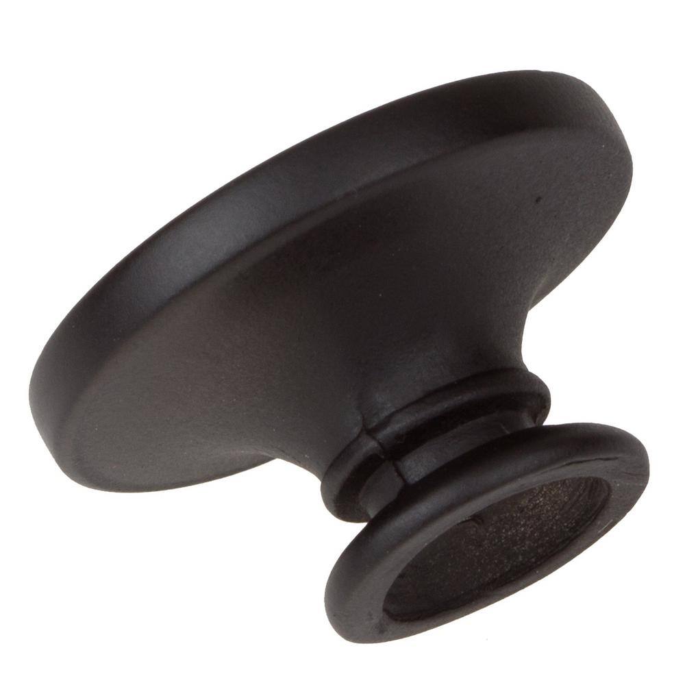 1 in. Dia Matte Black Small Round Ring Button Cabinet Knob (10-Pack) - Hercitys