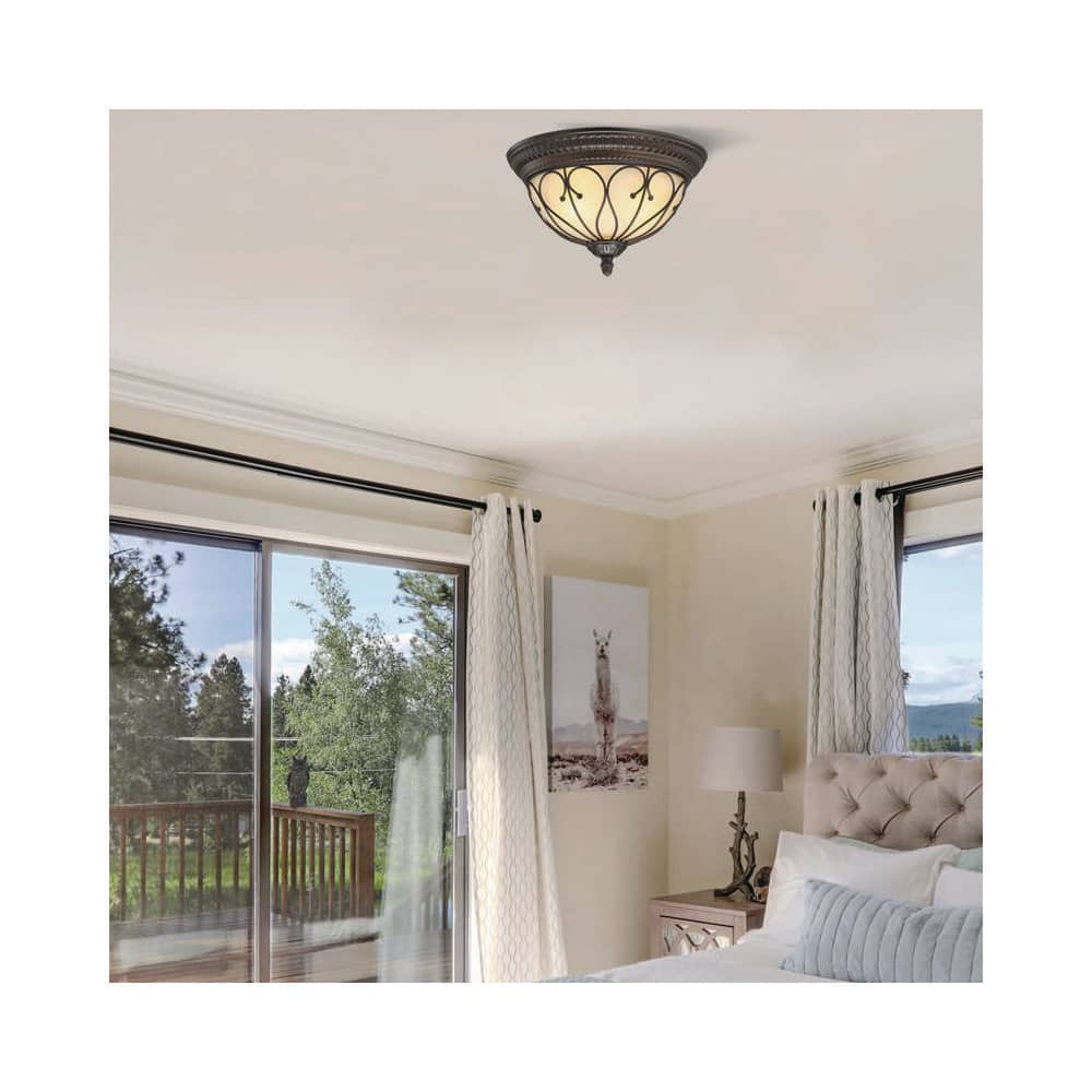 2-Lights Semi Flush Mount with Clear Glass, a Painted Woodgrain Finish, 2*E26 - Hercitys