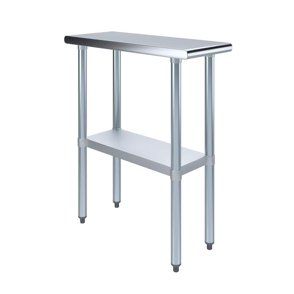 30 in. x 12 in. Stainless Steel Kitchen Utility Table with Adjustable Bottom Shelf - Hercitys