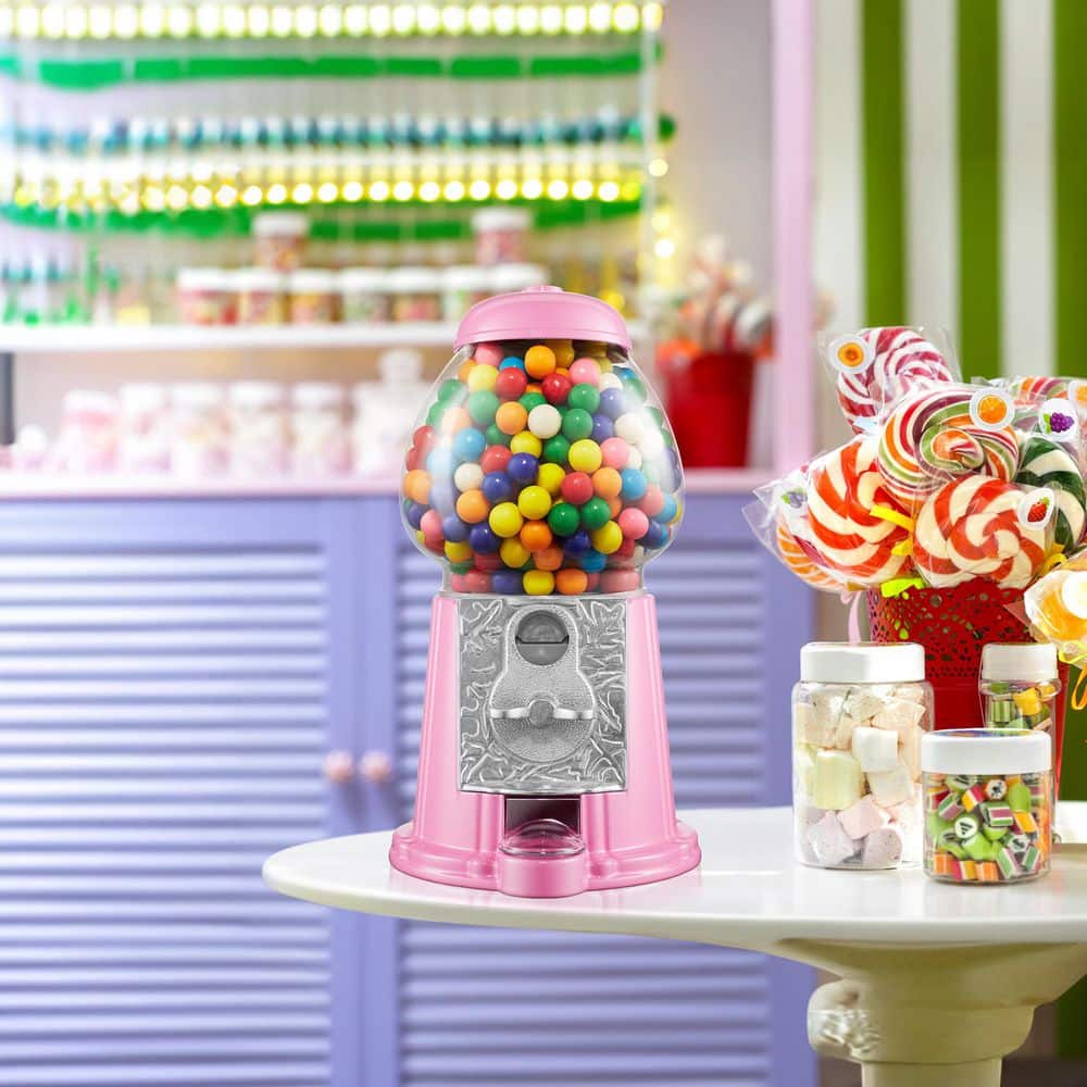 12 in. Gumball Machine, Vintage Style Candy Dispenser, Pink - Hercitys