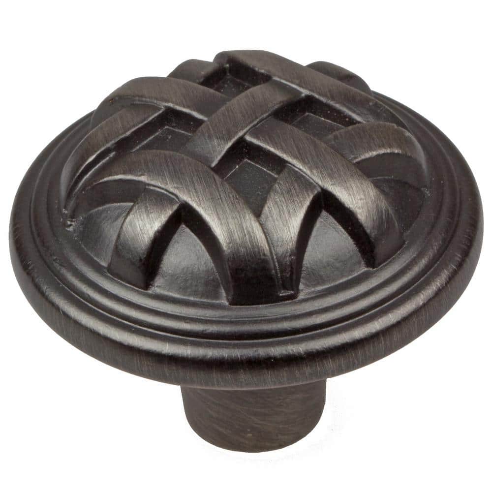 1-1/4 in. Dia Satin Pewter Round Braided Cabinet Knobs (10-Pack) - Hercitys