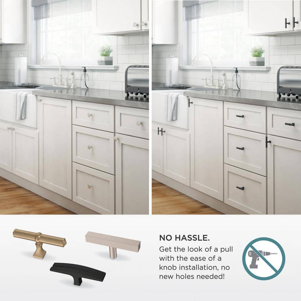 (12-Pack) Square Knobsble 3 in. (76 mm) Modern Satin Nickel T-Shaped Bar Cabinet Knobs - Hercitys