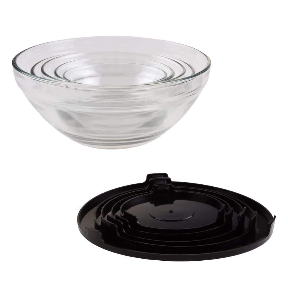 10-Piece Glass Bowl Set with Black Lids - Hercitys