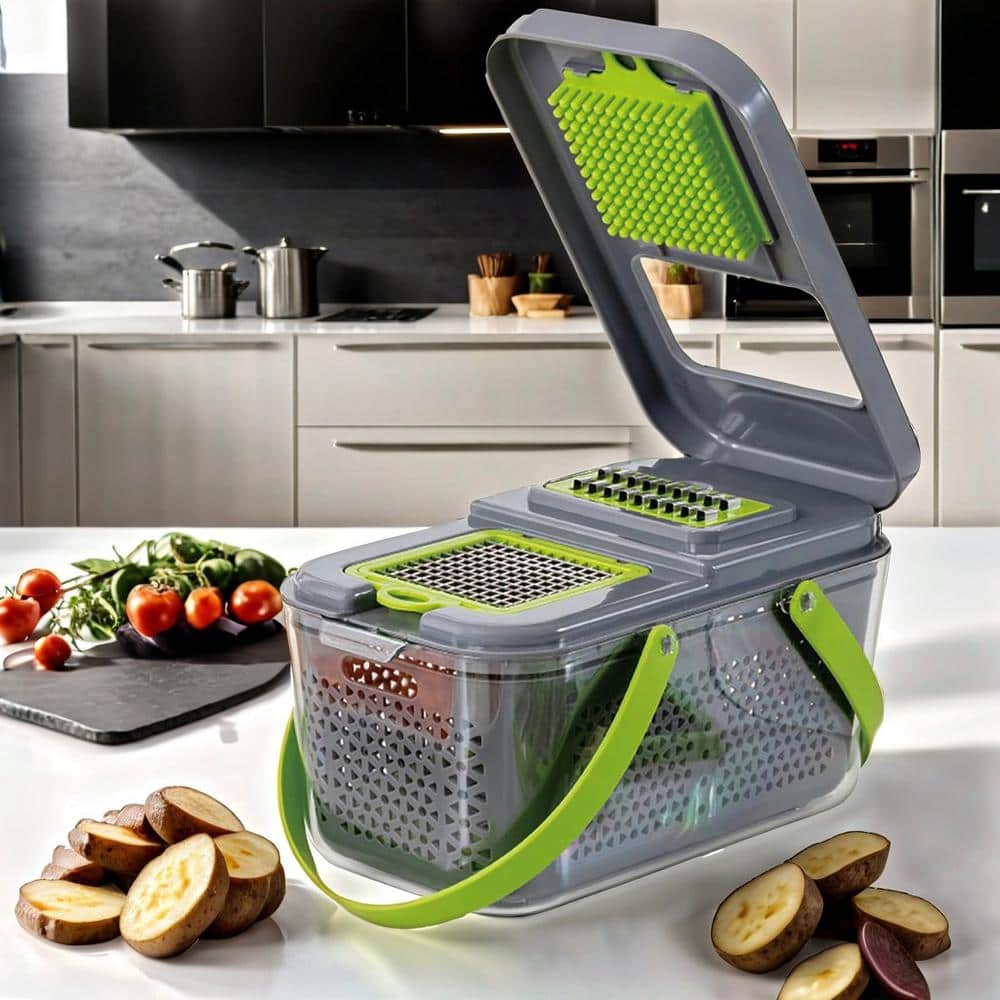 22-in-1 Vegetable Chopper with Container, Multi Kitchen Tool with Lemon Squeezer-13 Blades - Hercitys