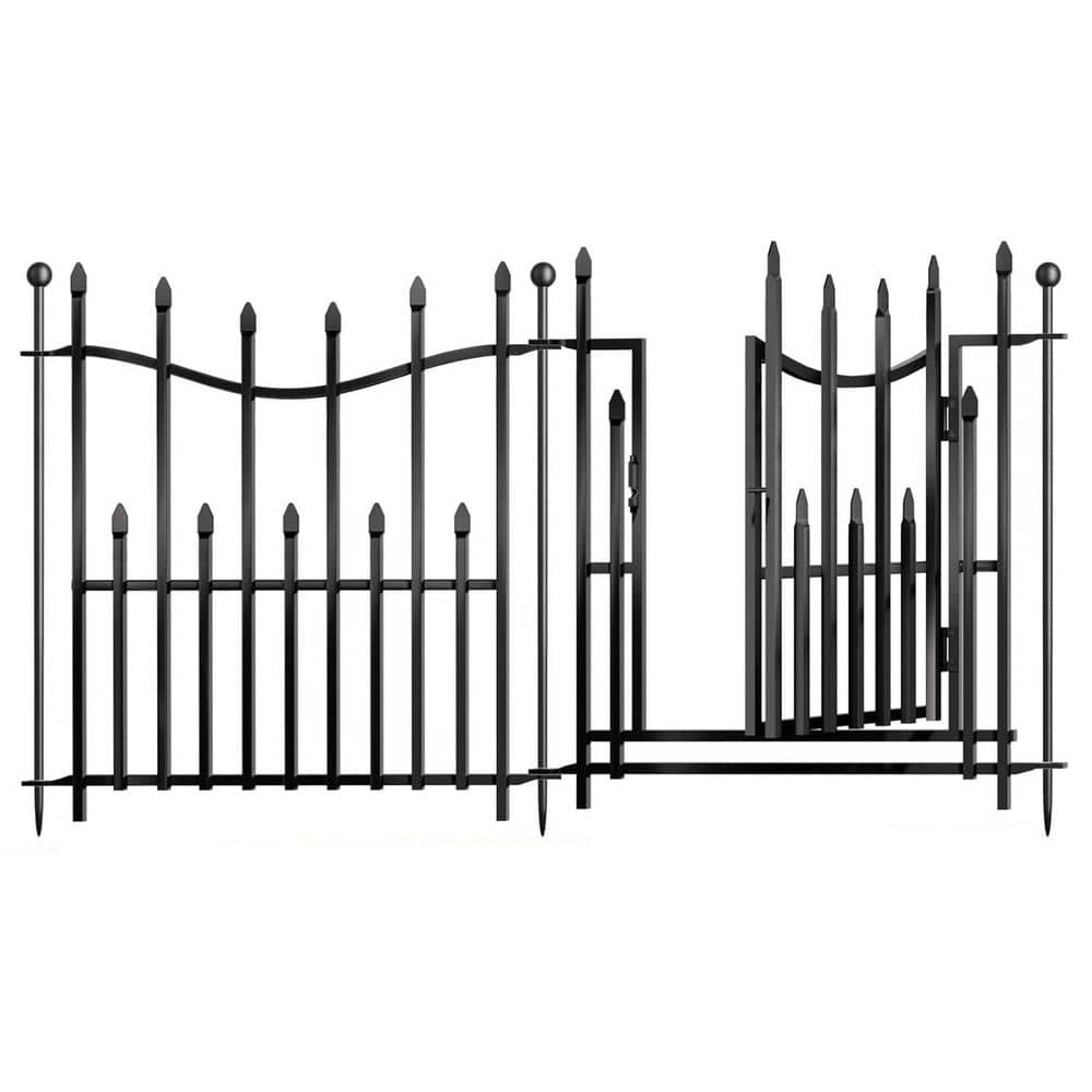 5 Panels 24 in. Heavy-Duty Rustproof Metal Decorative Garden Fence with Gate Portable Temporary Barrier - Hercitys