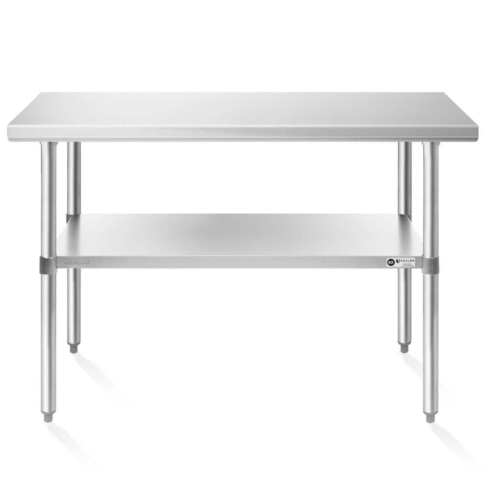 24 in. x 48 in. Stainless Steel Kitchen Prep Table with Bottom Shelf - Hercitys