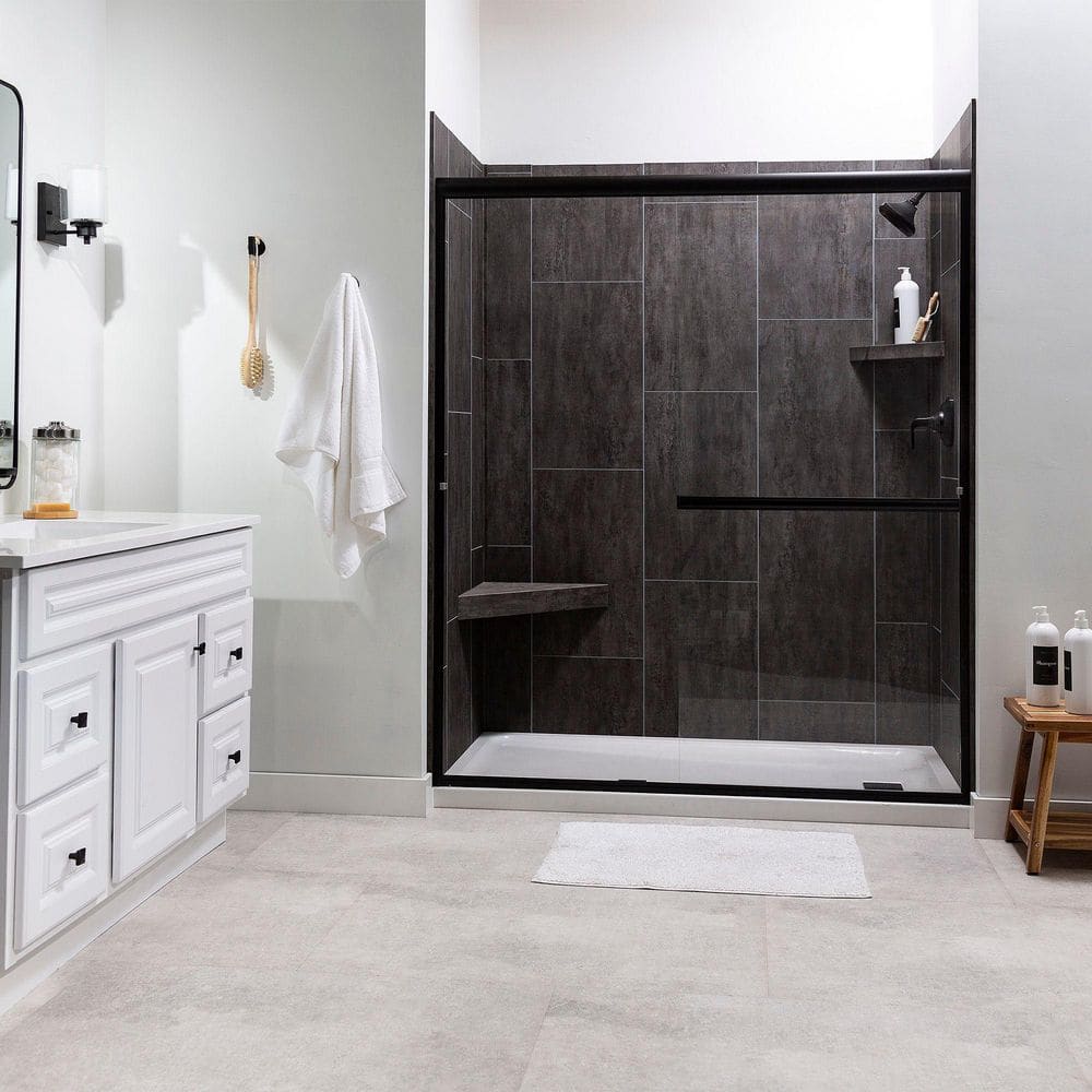 25.6 in. L x 14.8 in. W Ashen Slate No Grout Vinyl Wall Tile (21 sq. ft./case) - Hercitys