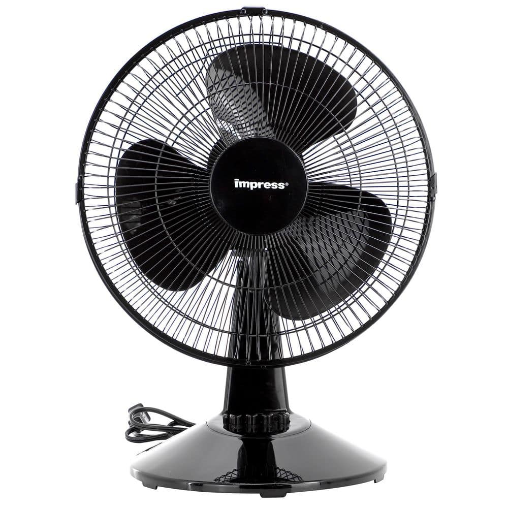 12 in. 3-Speed Oscillating Table Fan in Black - Hercitys