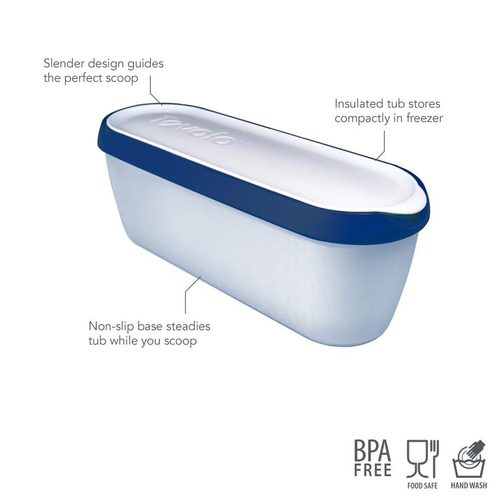 1.5 qt. Deep Indigo Glide-A-Scoop Ice Cream Tub, Insulated, Airtight Reusable Freezer Container With Non-Slip Base - Hercitys