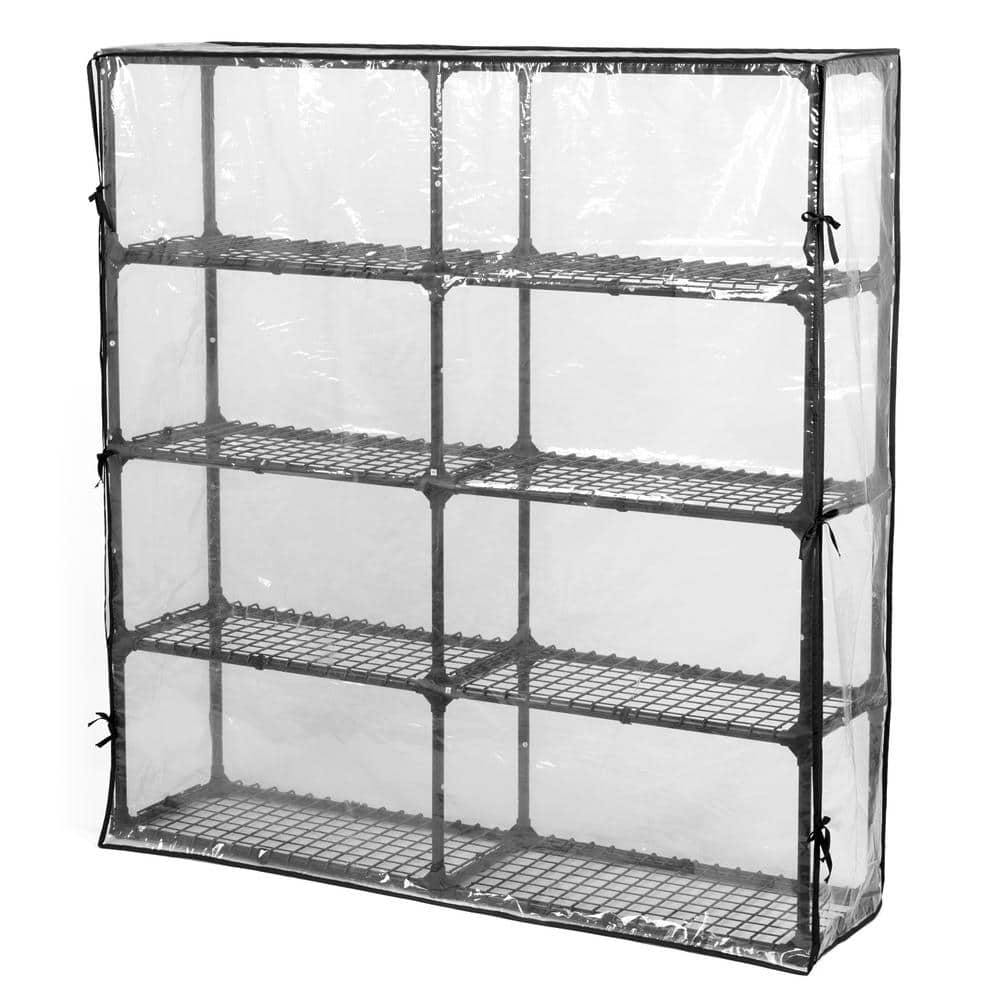 5-Tier Black Heavy-Duty Wire Shelf with Lid, Holds 1100 lbs., 2 Pack (57 in. x 14 in. x 60 in.) - Hercitys