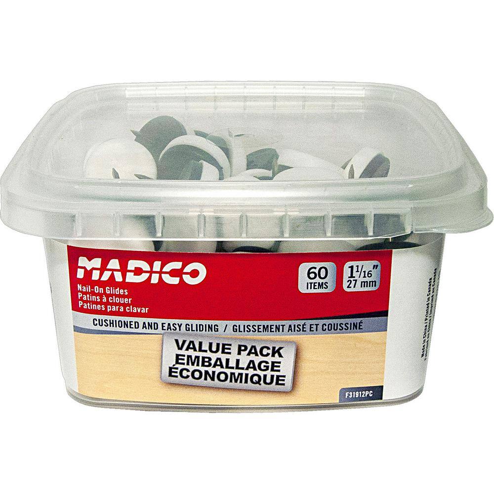 (60-Pack) 1-1/16 in. Black and White Base Nail-On Glides - Hercitys