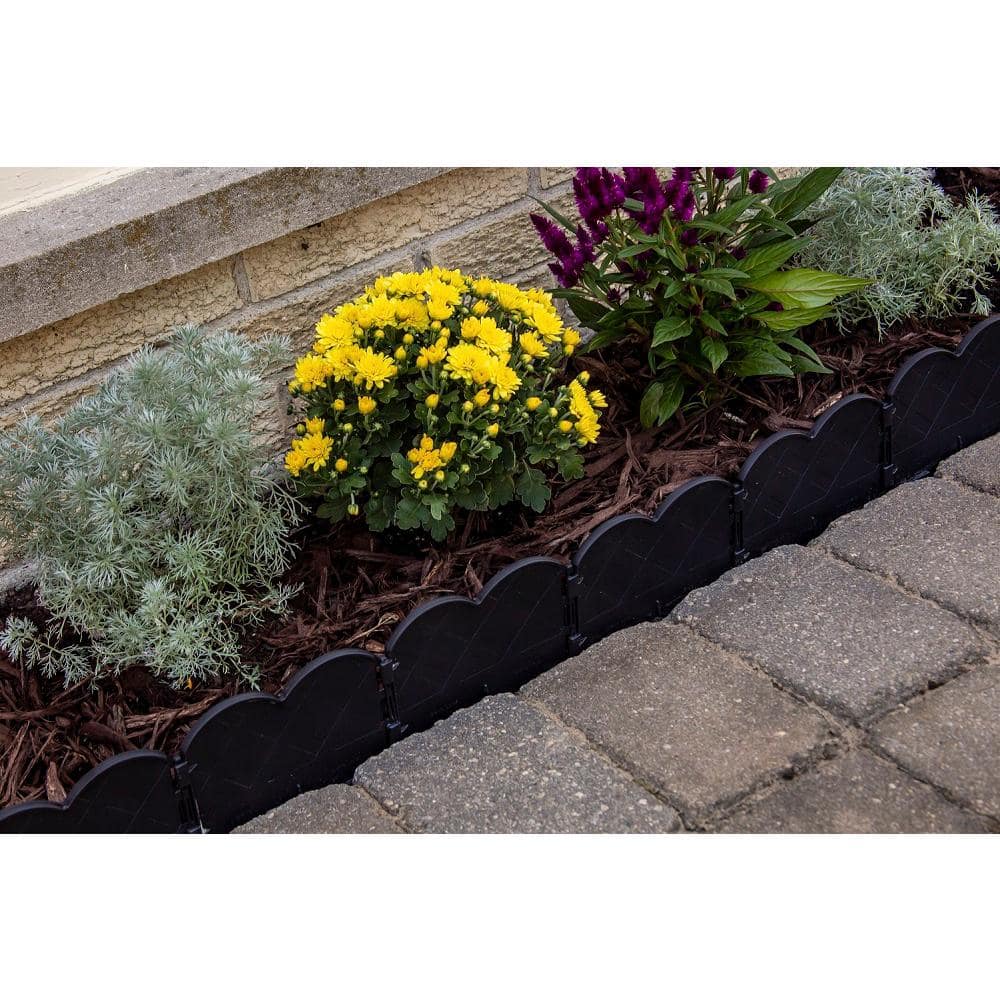 .375 x 5.75 in. x 6.5 in. Black Interlocking Plastic Landscape Edging (20 pcs per box) - Hercitys