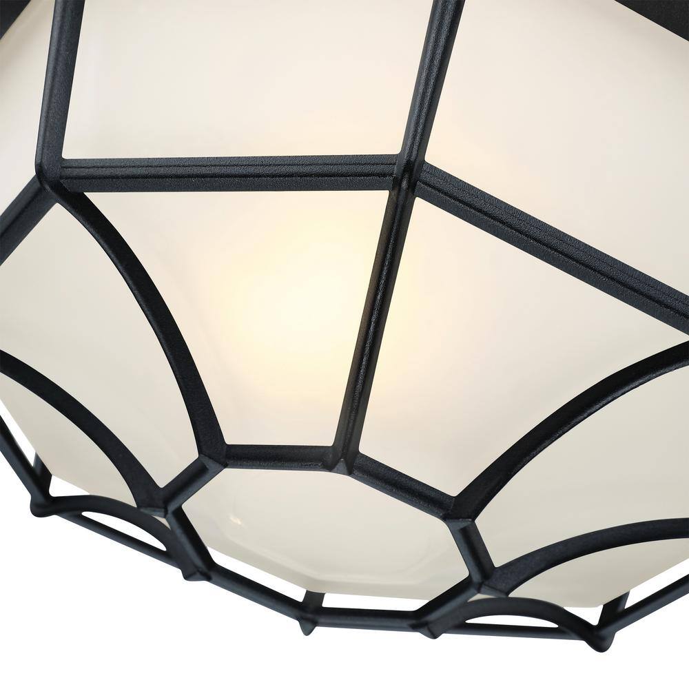 11.42 in. 1-Light Black Standard Bowl Flush Mount with Frosted Glass Shade - Hercitys