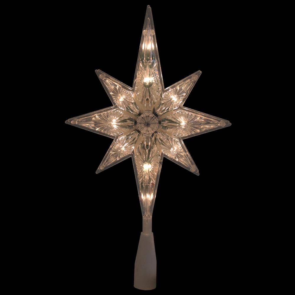 10.75 in. Faceted Star of Bethlehem Christmas Tree Topper – Clear Lights - Hercitys