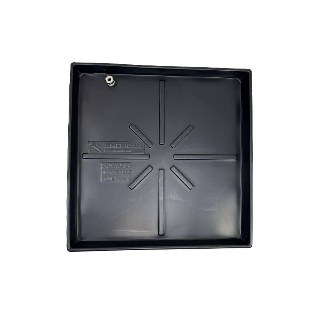 36 in. x 36 in. Heavy Duty Plastic HVAC Condensate Drain Pan with Drain Hose Adapter - Hercitys