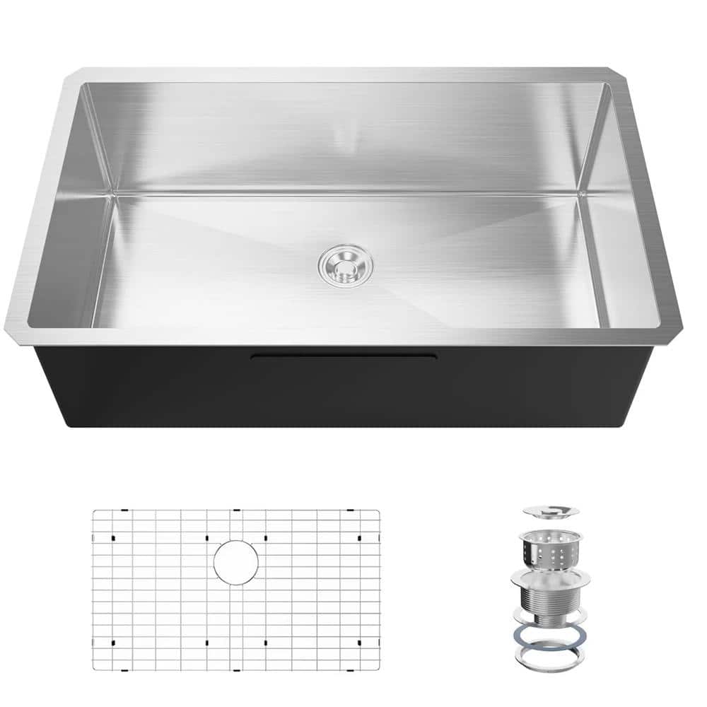 32 in. Drop-In Single Bowl Stainless Steel Sink Kitchen with Protector - Hercitys