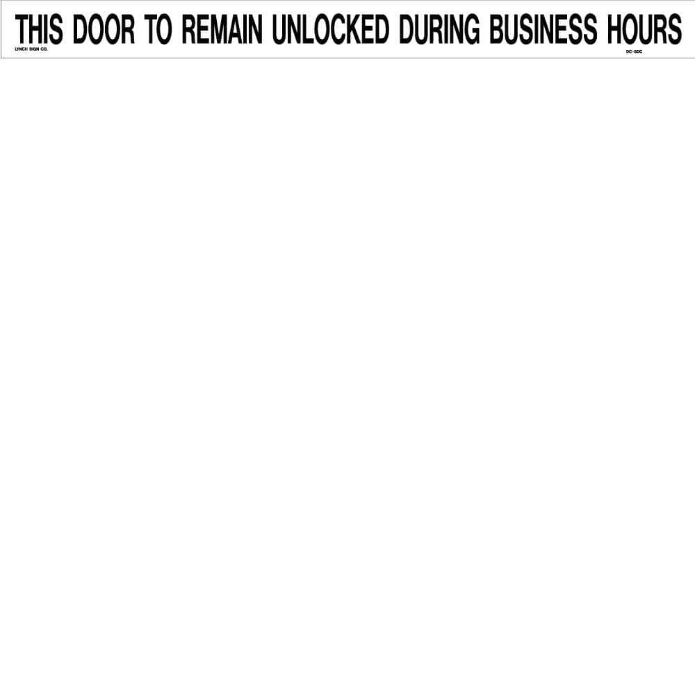 24 in. x 2 in. Decal Black on White Sticker This Door to Remain Unlocked During Business Hours - Hercitys