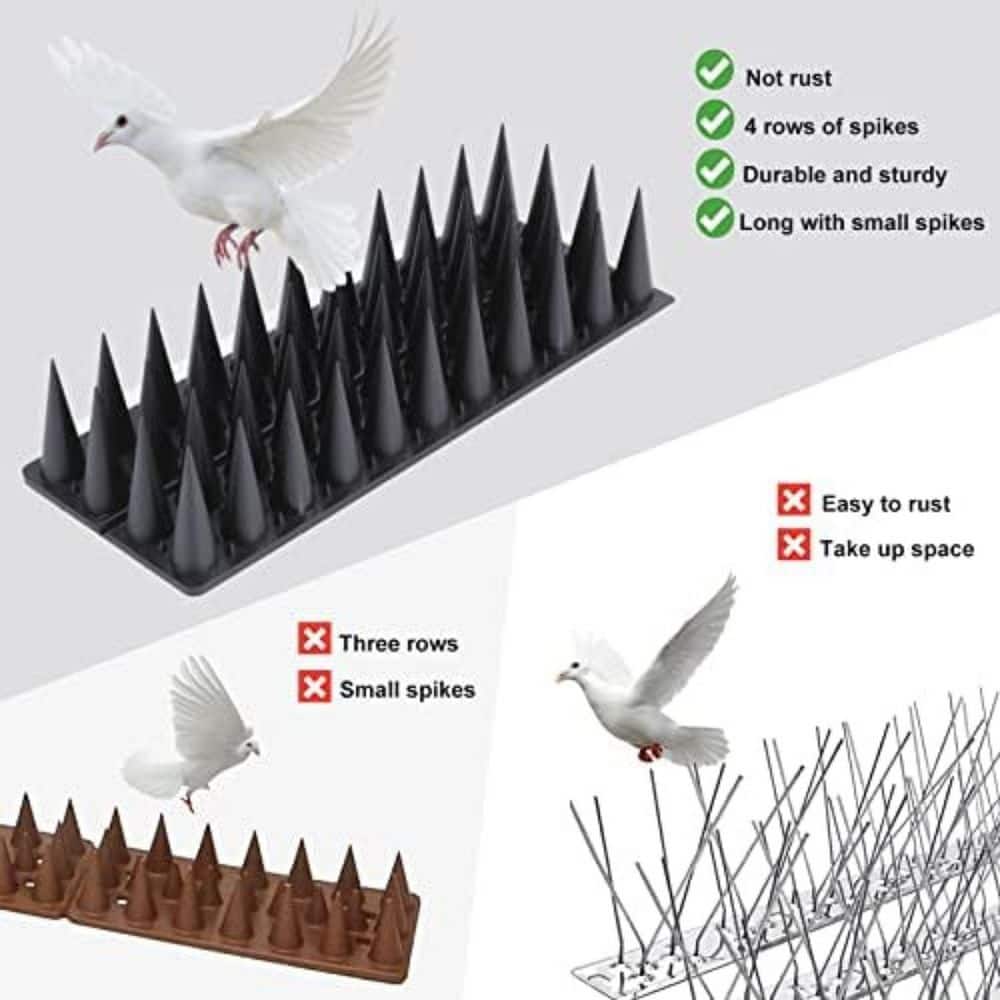 23 ft. Deterrent Bird Spikes Strips, 20 Packs, Stainless Steel, for Fences, Balconies, Roofs - Hercitys