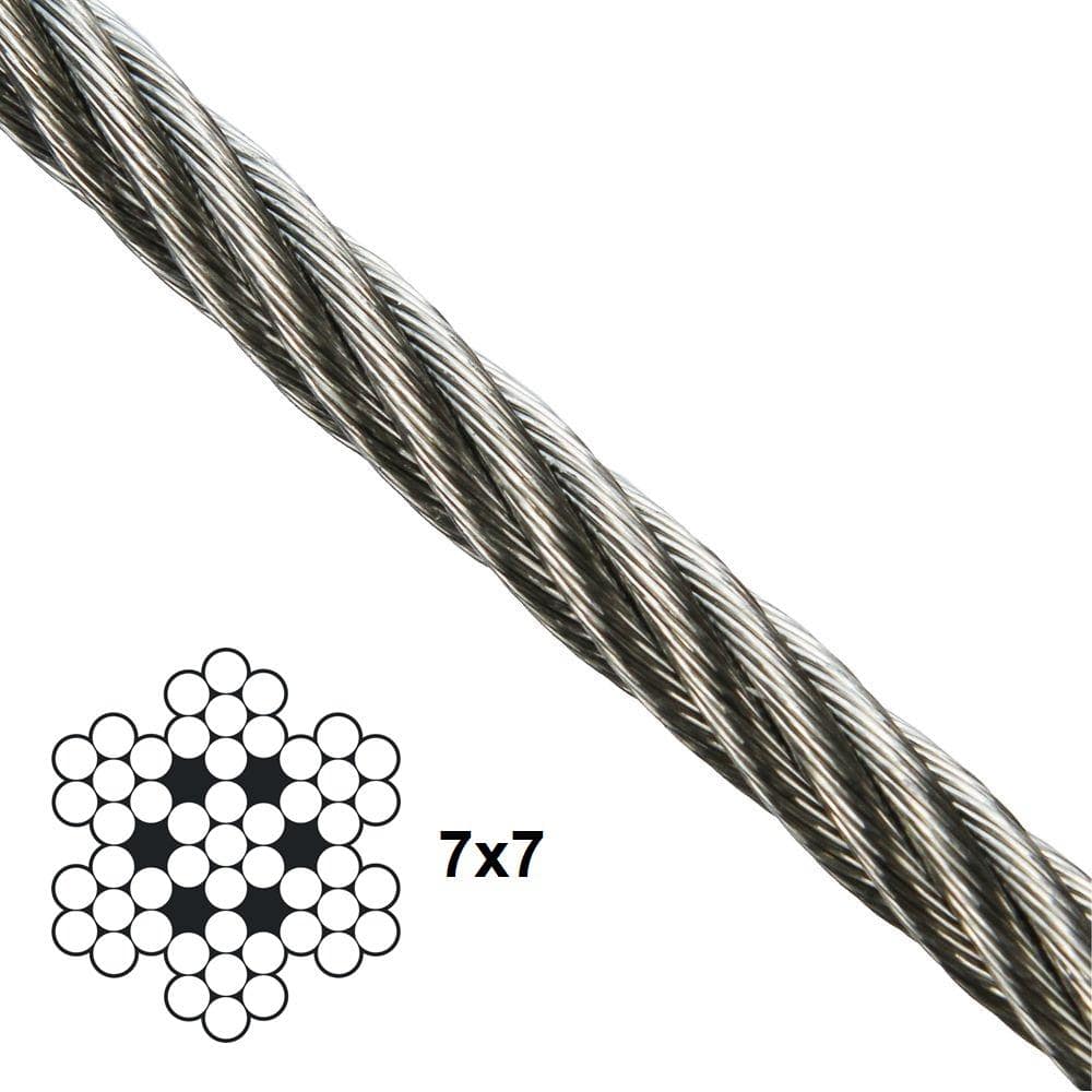 1/8 in. x 250 ft. Galvanized Aircraft Cable, 7×7 Construction – 340 lbs Safe Work Load – Reeled - Hercitys