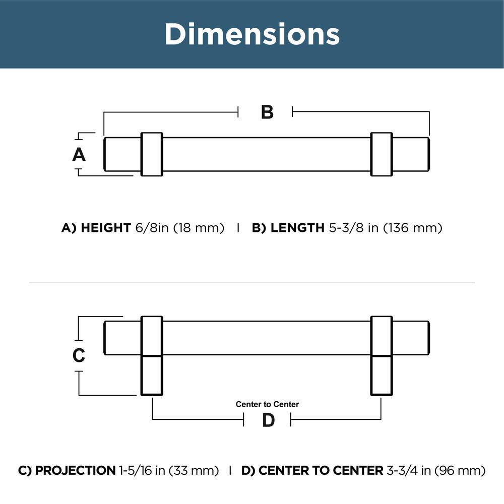 10-Pack Simple Wrapped Bar 3-3/4 in. (96 mm) Classic Cabinet Drawer Pulls in Stainless Steel - Hercitys