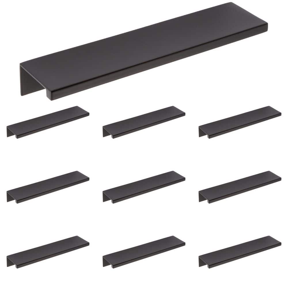 10-Pack Ethan 4 in. (102 mm) Center-to-Center Matte Black Edge Drawer Pull - Hercitys