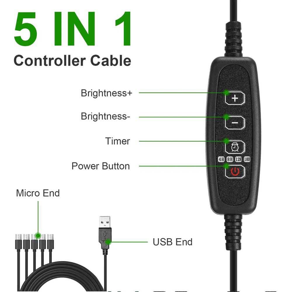1-Set Seed Starter Tray With Grow Light Humidity Dome Germination Kit 5-Level Brightness 4 Timers (5Pcs Trays) - Hercitys