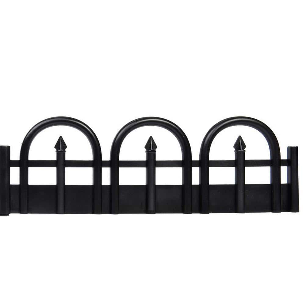 15 ft. x 4.5 in. Black Decorative Wrought Iron-Look No-Dig Plastic Landscape Edging Kit - Hercitys