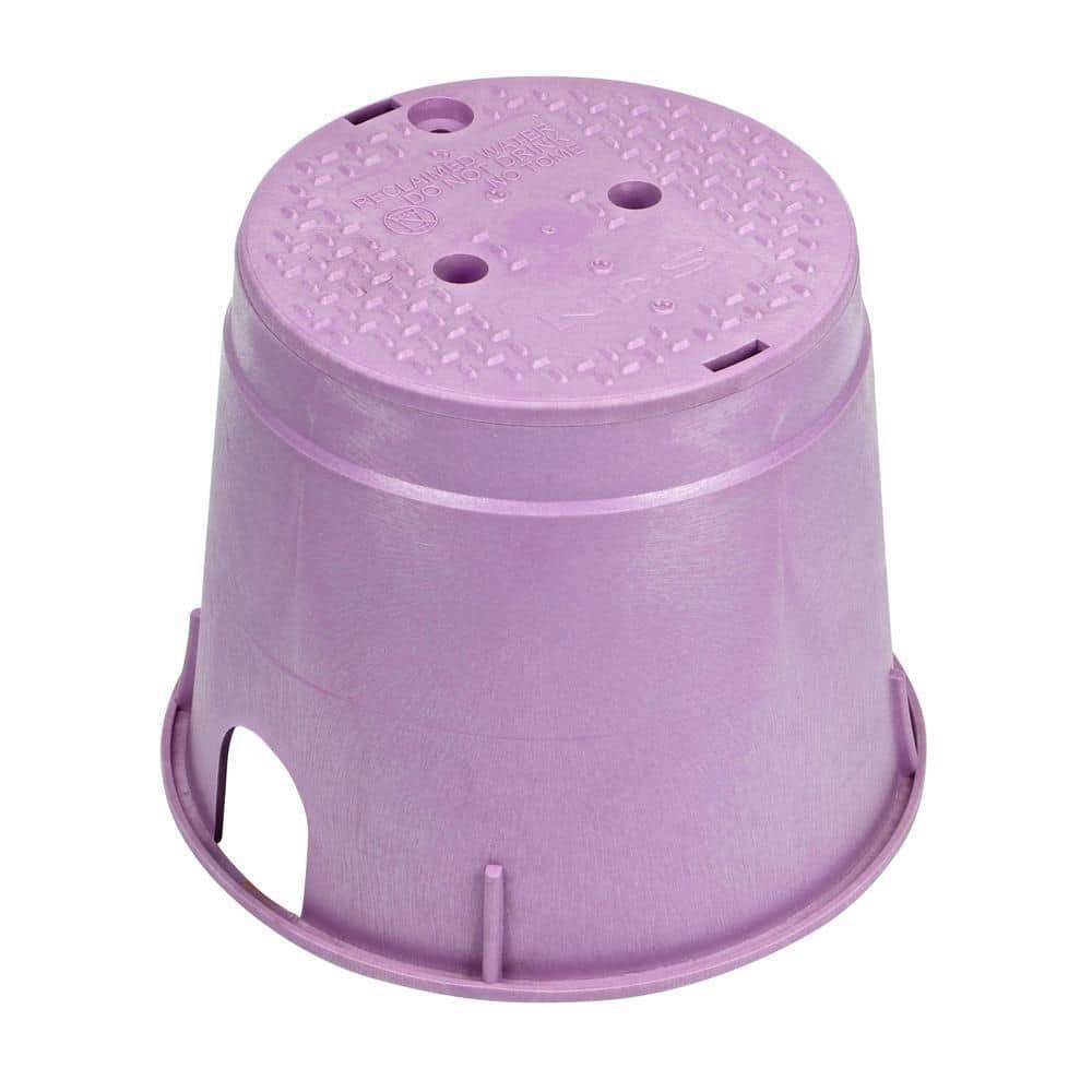10 in. H, 10 in. Round Standard Series Valve Box and Cover, Purple Reclaimed Water Cover - Hercitys