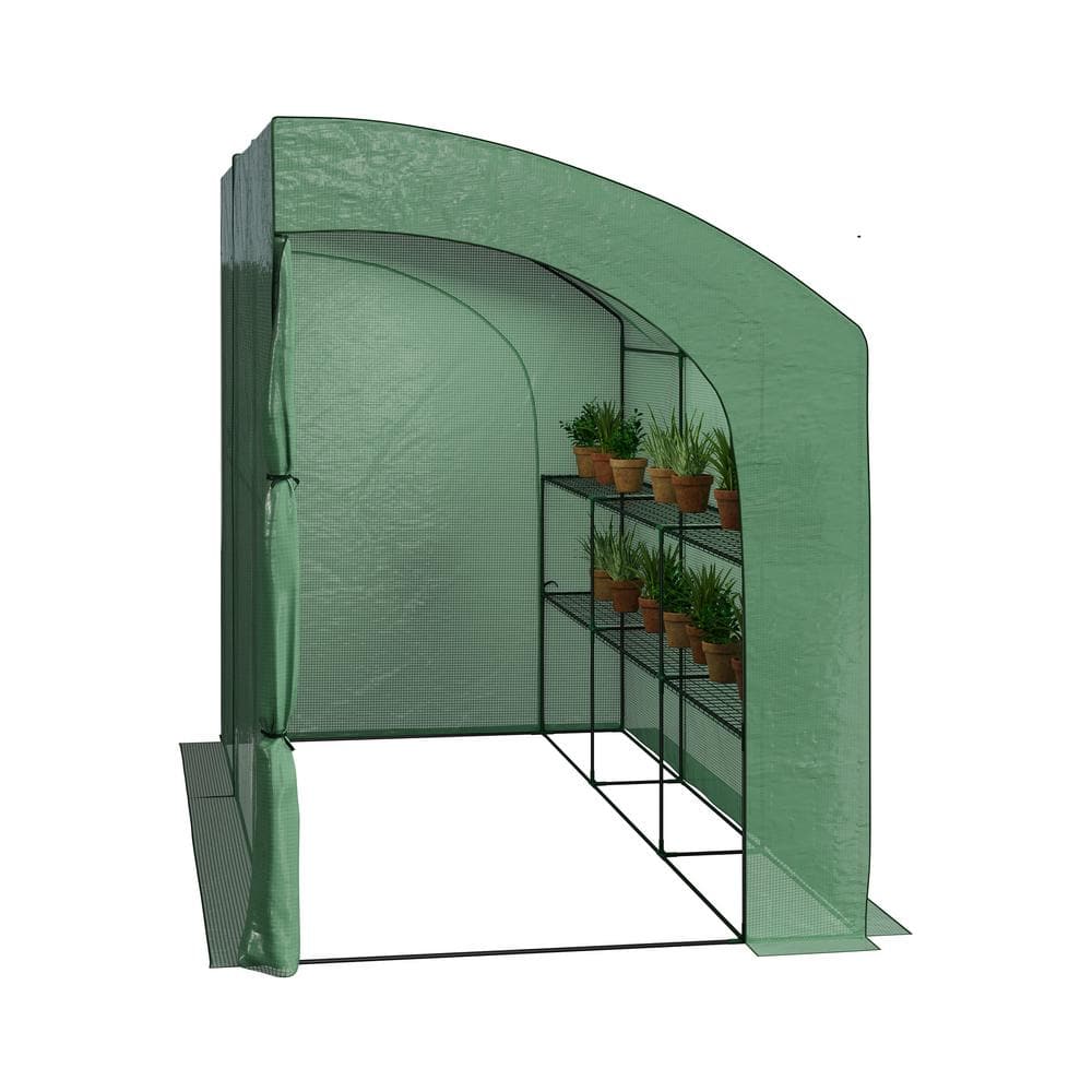 10 ft. x 5 ft. x 7 ft. Lean To Greenhouse, Green - Hercitys